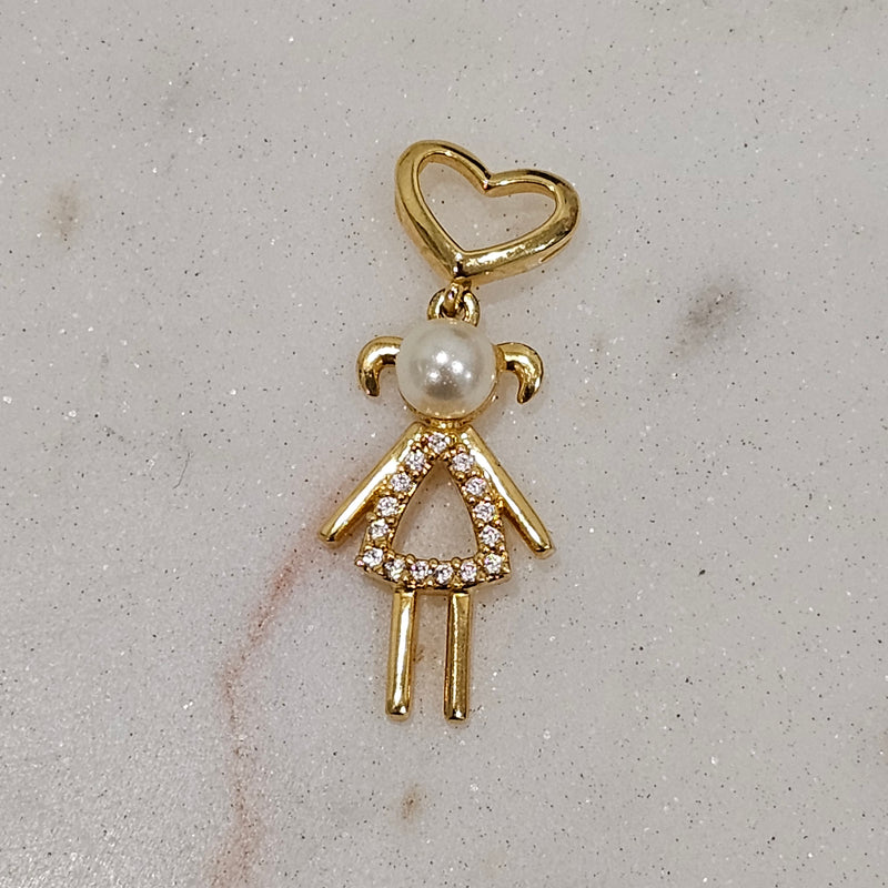 18K Gold Plated Girl with Pearl Pendant