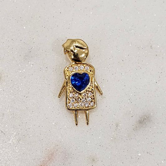 18K Gold Plated Boy Studded Heart of Stone Pendant