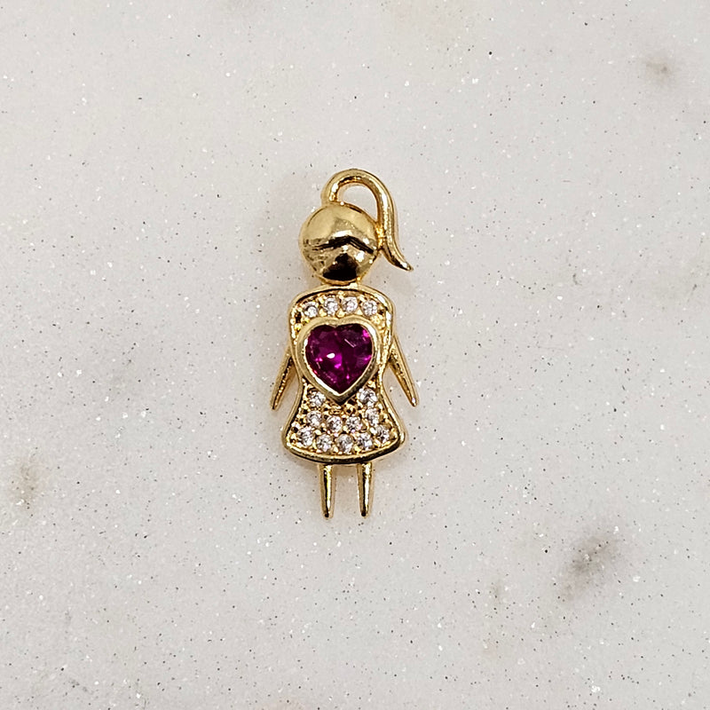 18K Gold Plated Girl Studded Heart of Stone Pendant