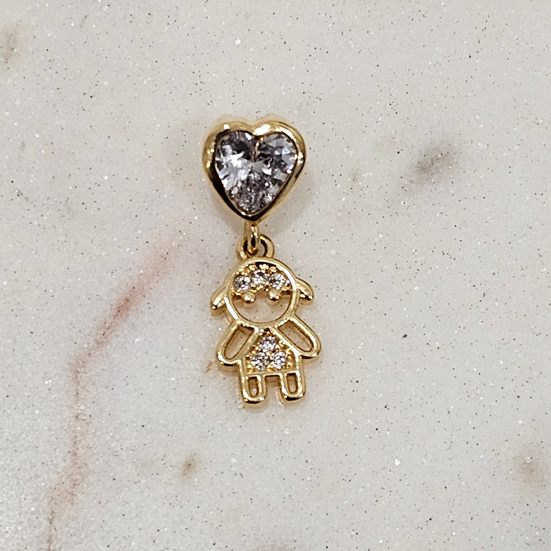 18K Gold Plated  Zirconia Heart Boy Pendant