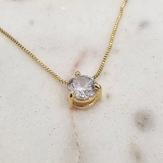 18K Gold Plated Round Cubic Zirconia Necklace
