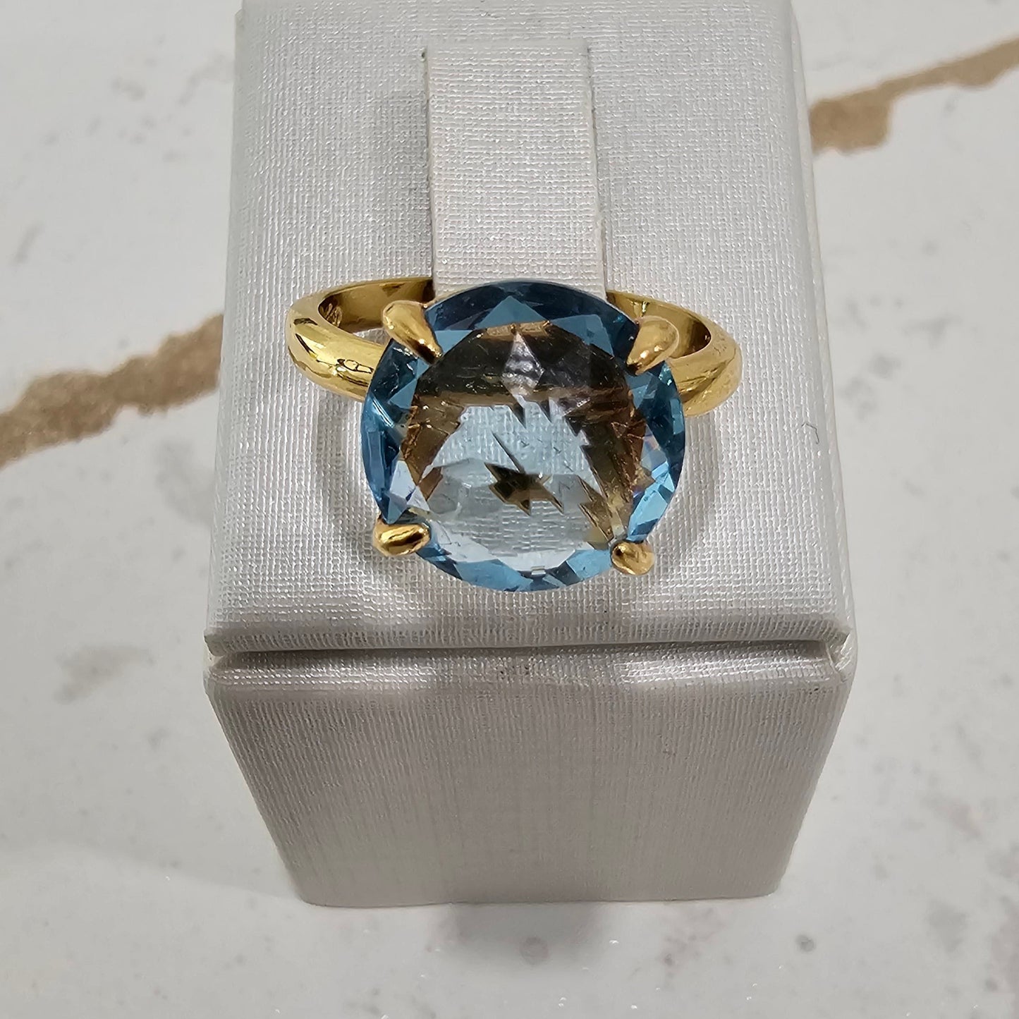 18K Gold Plated Aquamarine Solitaire Ring