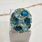 18K Gold Plated Oval Aquamarine and London Topaz Stones Ring