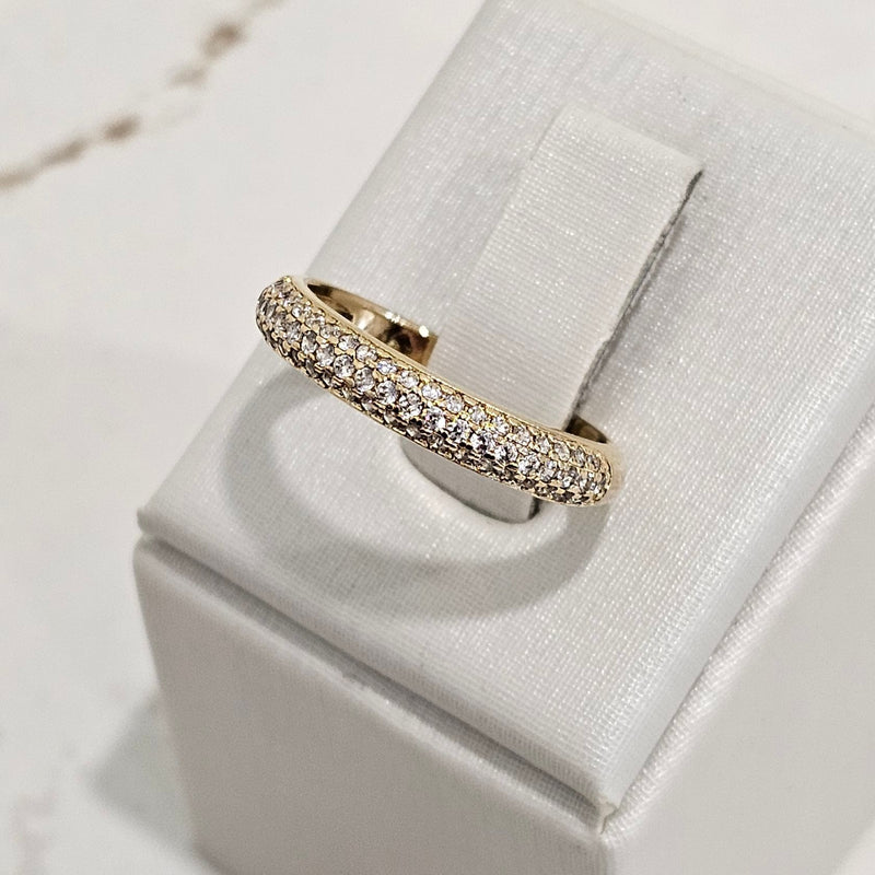 18K Gold Plated Band Studded Zirconia Ring