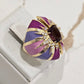 18K Gold Plated Purple Italian Enameling Pink Studded Zirconia Square Amethyst Ring
