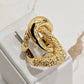 Dual Texture Interlocking Links Ring - 18K Gold Plated