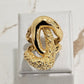 Dual Texture Interlocking Links Ring - 18K Gold Plated