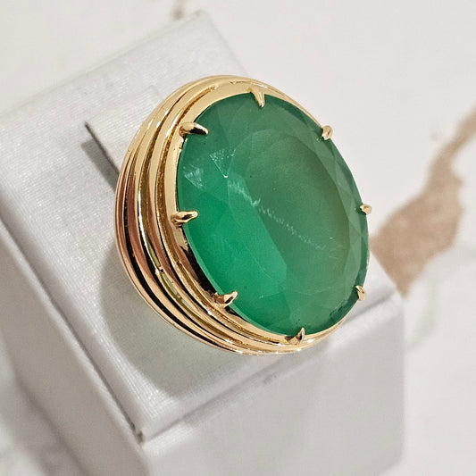 18K Gold Plated Green Paraiba Tourmaline Ring