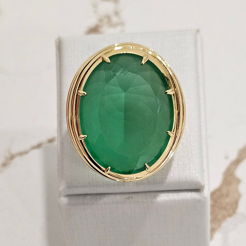 18K Gold Plated Green Paraiba Tourmaline Ring