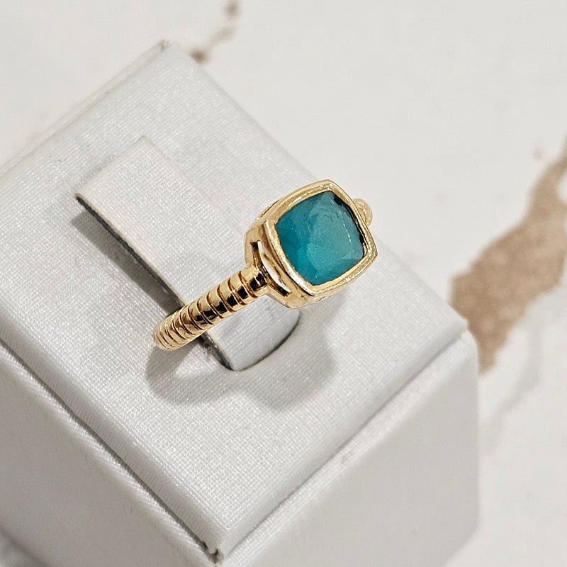 18K Gold Plated Square London Topaz Ring