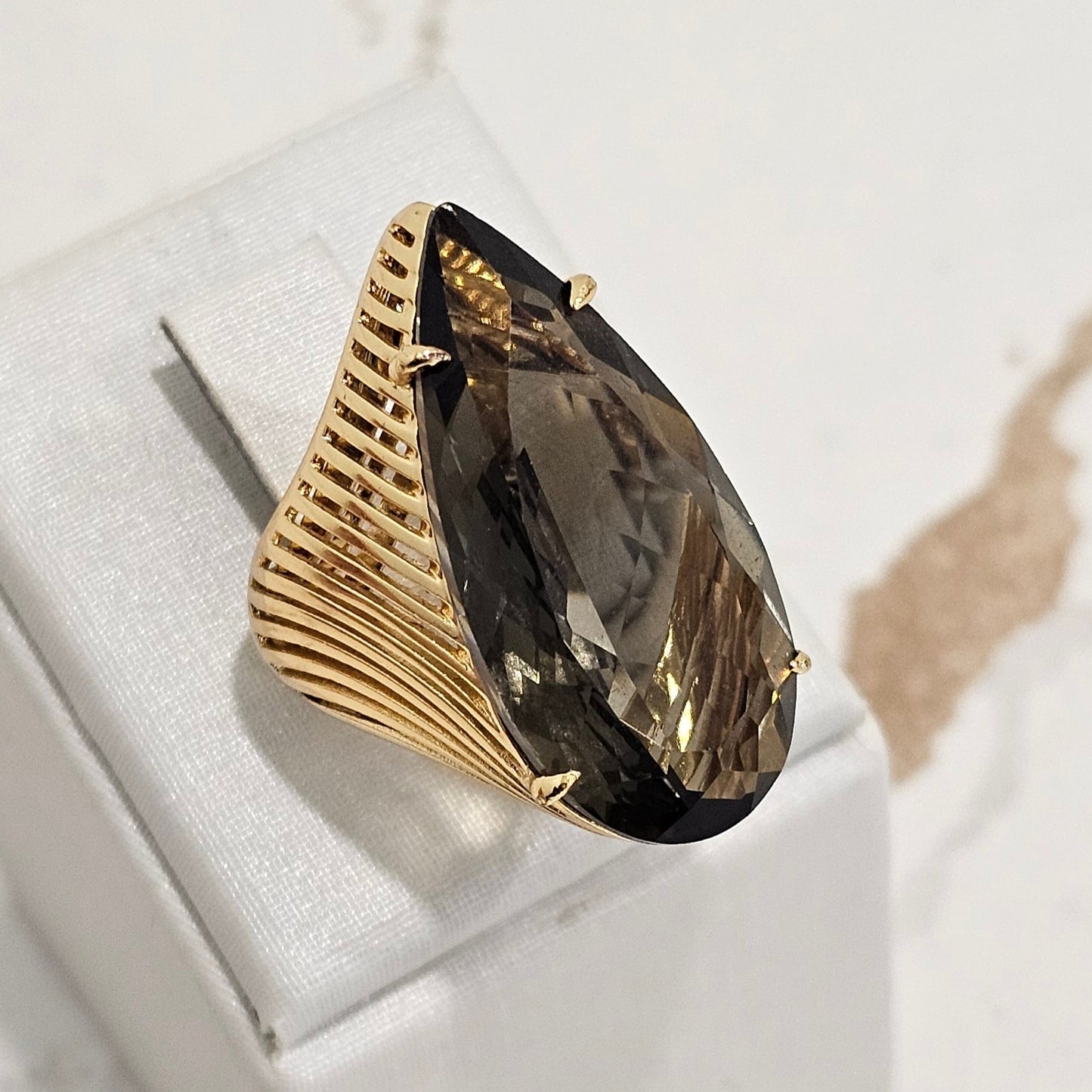 18K Gold Plated Smoky Quartz Ring