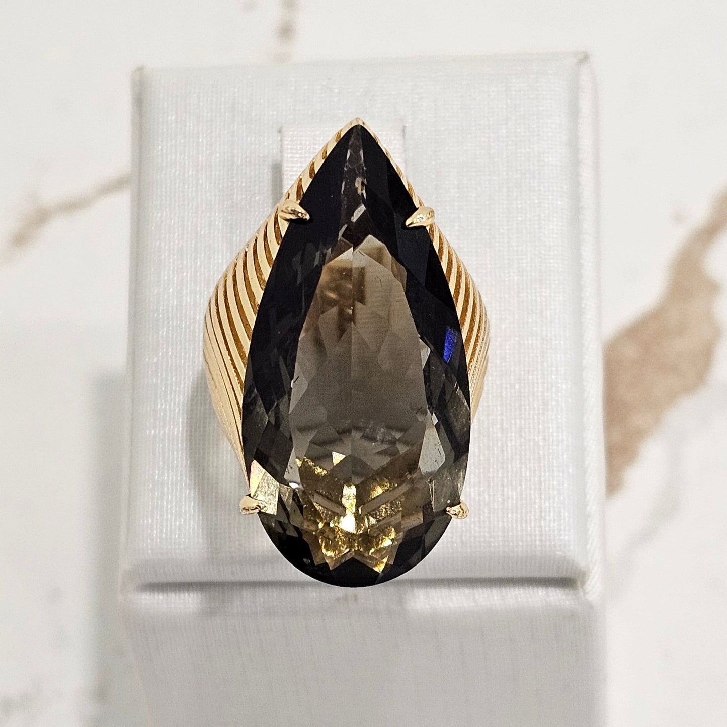 18K Gold Plated Smoky Quartz Ring