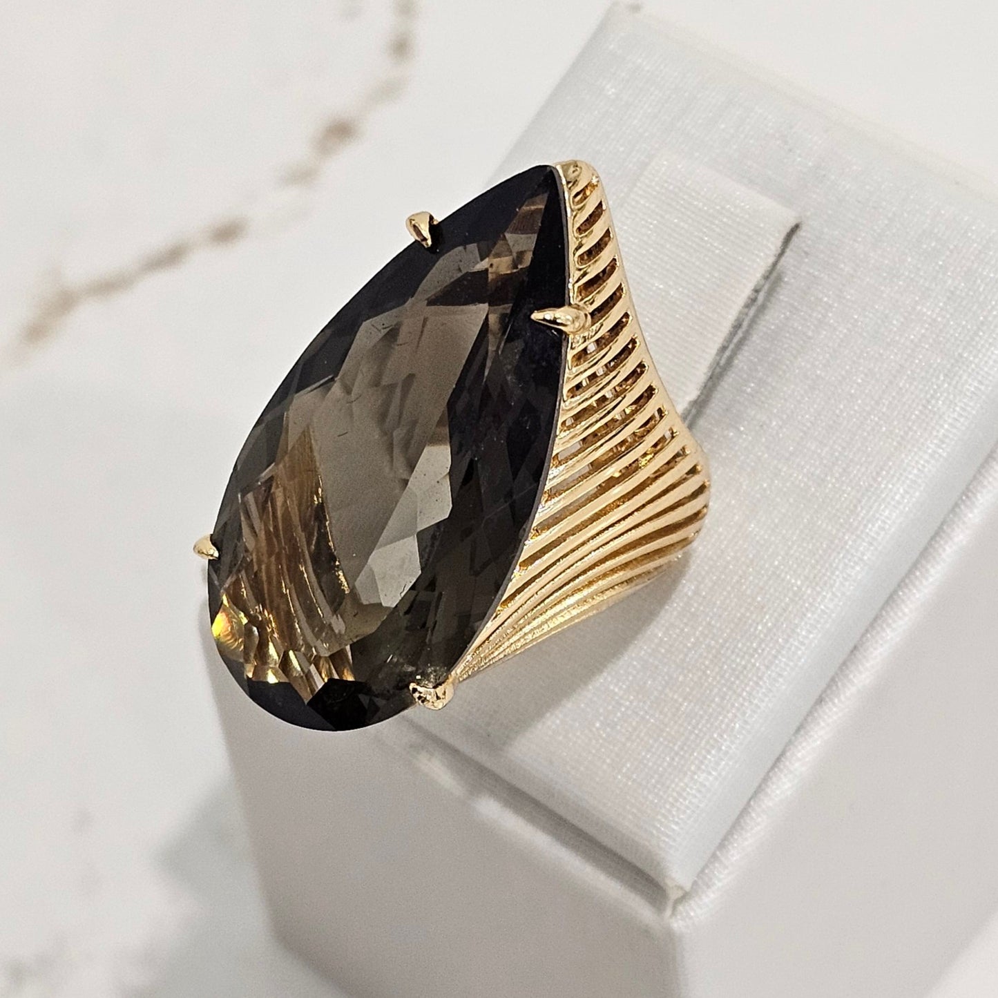 18K Gold Plated Smoky Quartz Ring