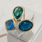 18K Gold Plated Apatite, Paraiba Brazil and Green Tourmaline Ring