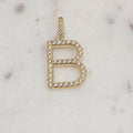 18K Gold Plated Personalized Letter Studded Zirconia Pendant