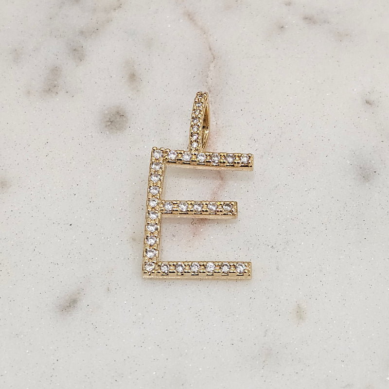 18K Gold Plated Personalized Letter Studded Zirconia Pendant