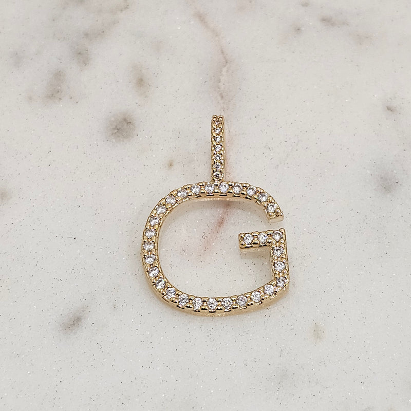 18K Gold Plated Personalized Letter Studded Zirconia Pendant