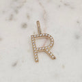 18K Gold Plated Personalized Letter Studded Zirconia Pendant