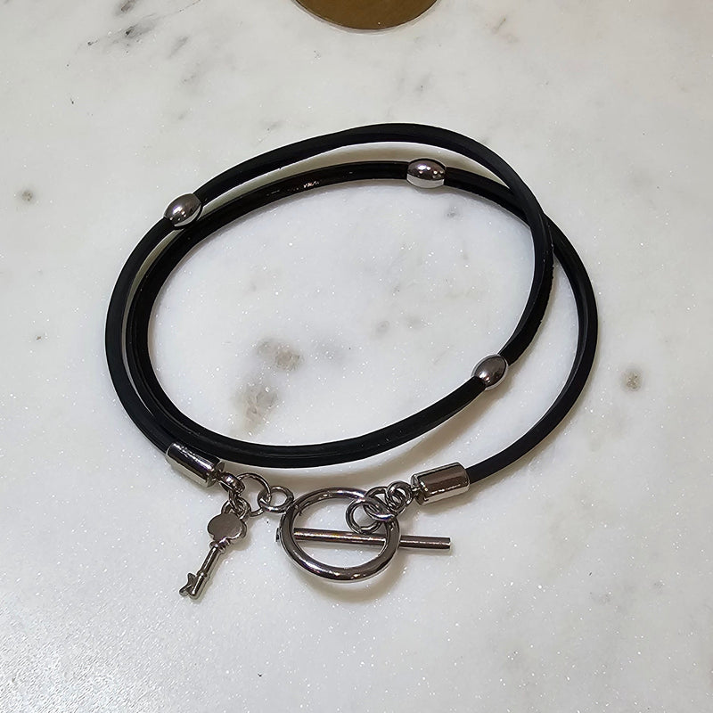 Men's Black Leather Bracelet