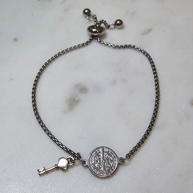 Men's Silver São Bento Adjustable Bracelet