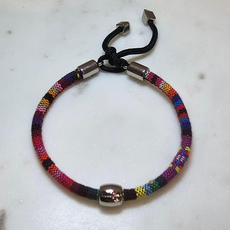 Men's Adjustable Bracelet with colorful cord accents.