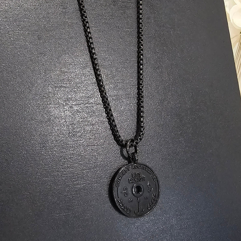 Men's Black Stainless Steel Necklace 70cm