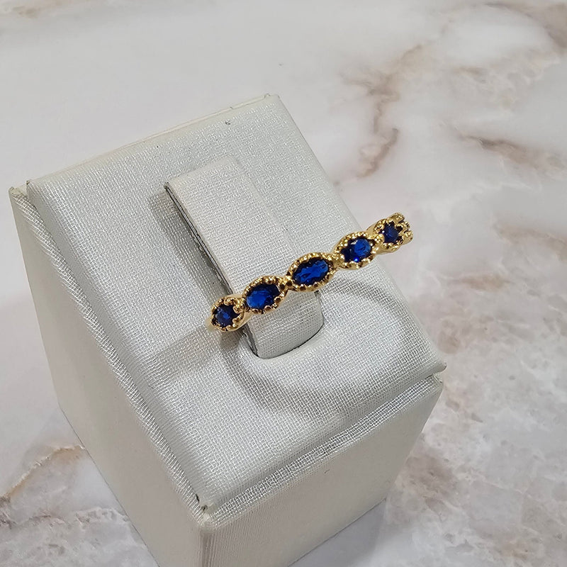 18K Gold Plated Blue Sapphire Delicate Ring