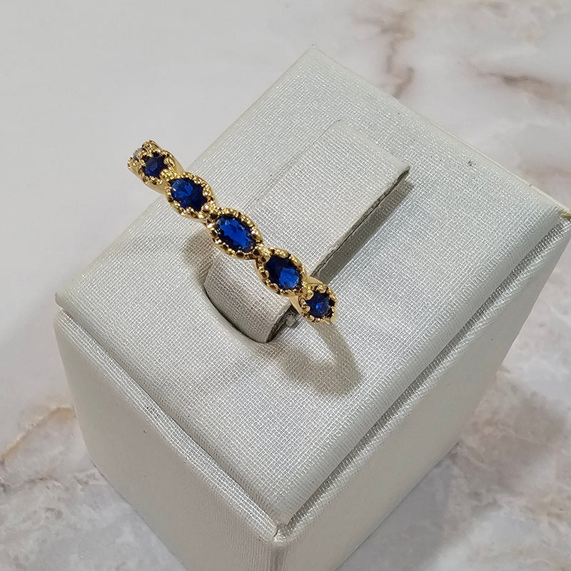 18K Gold Plated Blue Sapphire Delicate Ring