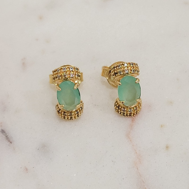 18K Gold Plated Paraiba Oval C Shape Earrings