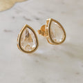 18K Gold Plated Teardrop Stone 10x15mm Earrings