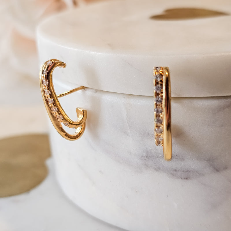 18K Gold Plated Studded Zirconia Earrings