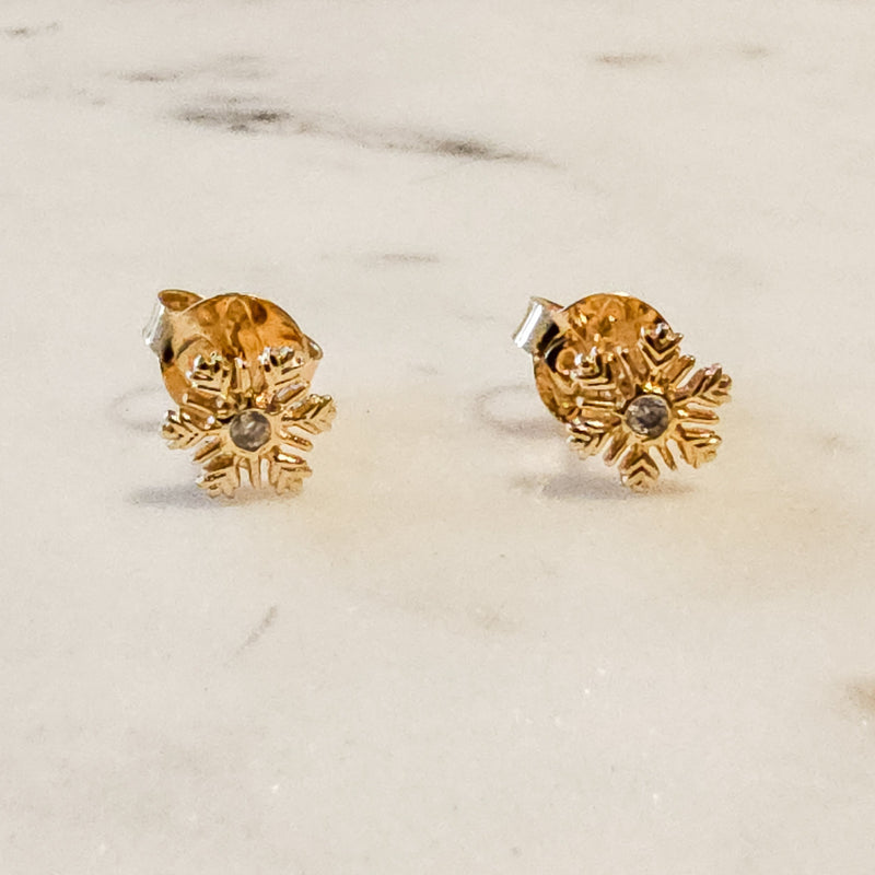 18K Gold Plated Snow Flake Earrings