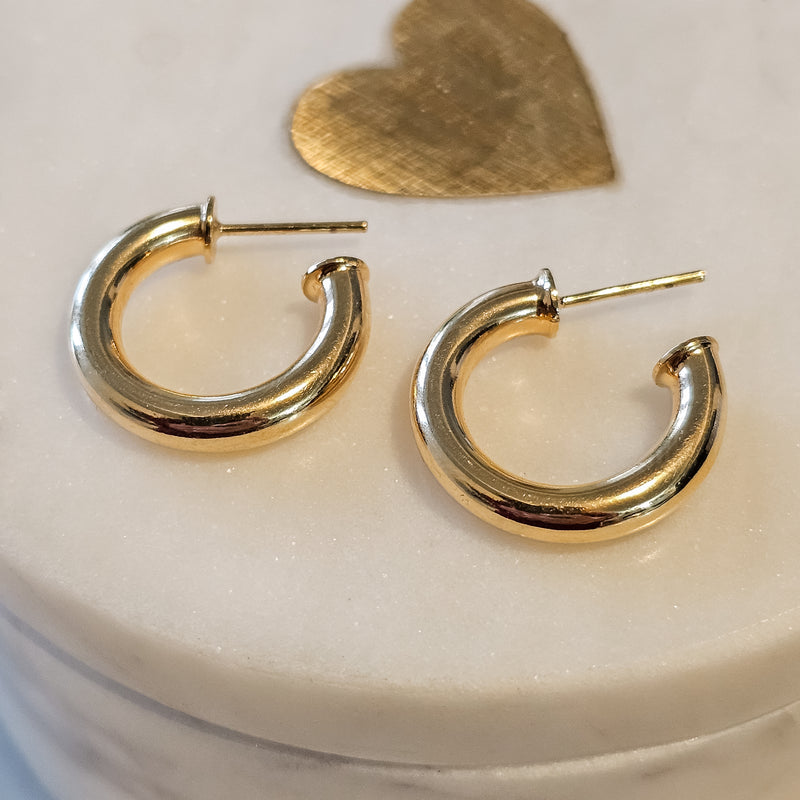 18K Gold Plated Small Hoops 6.5mm Earrings