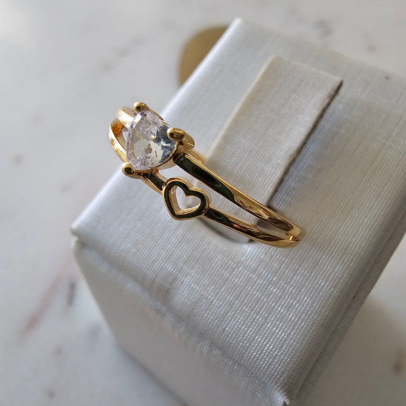 18K Gold Plated Zirconia Heart Ring