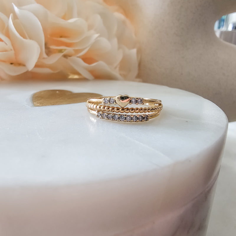 18K Gold Plated Stacker Delicate Studded Zirconia Ring