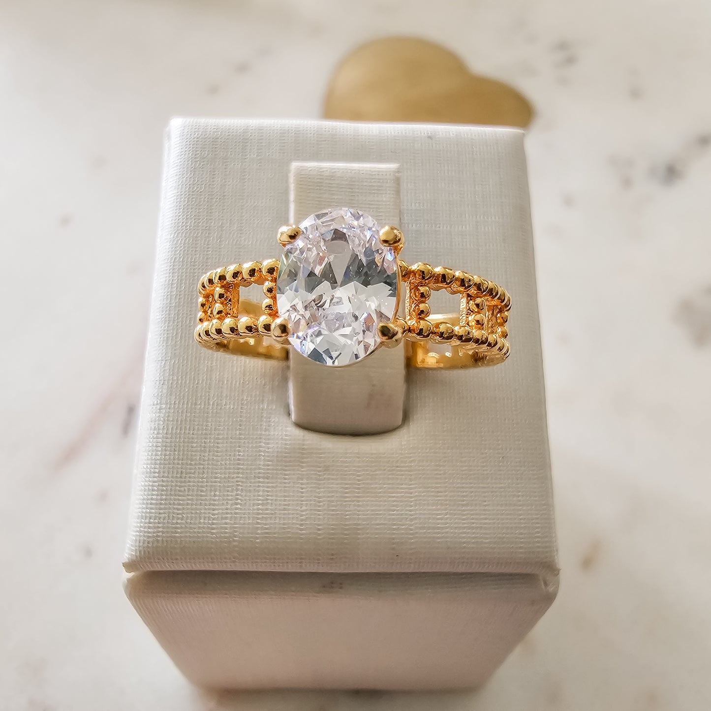 18K Gold Plated Solitaire Zirconia Ring