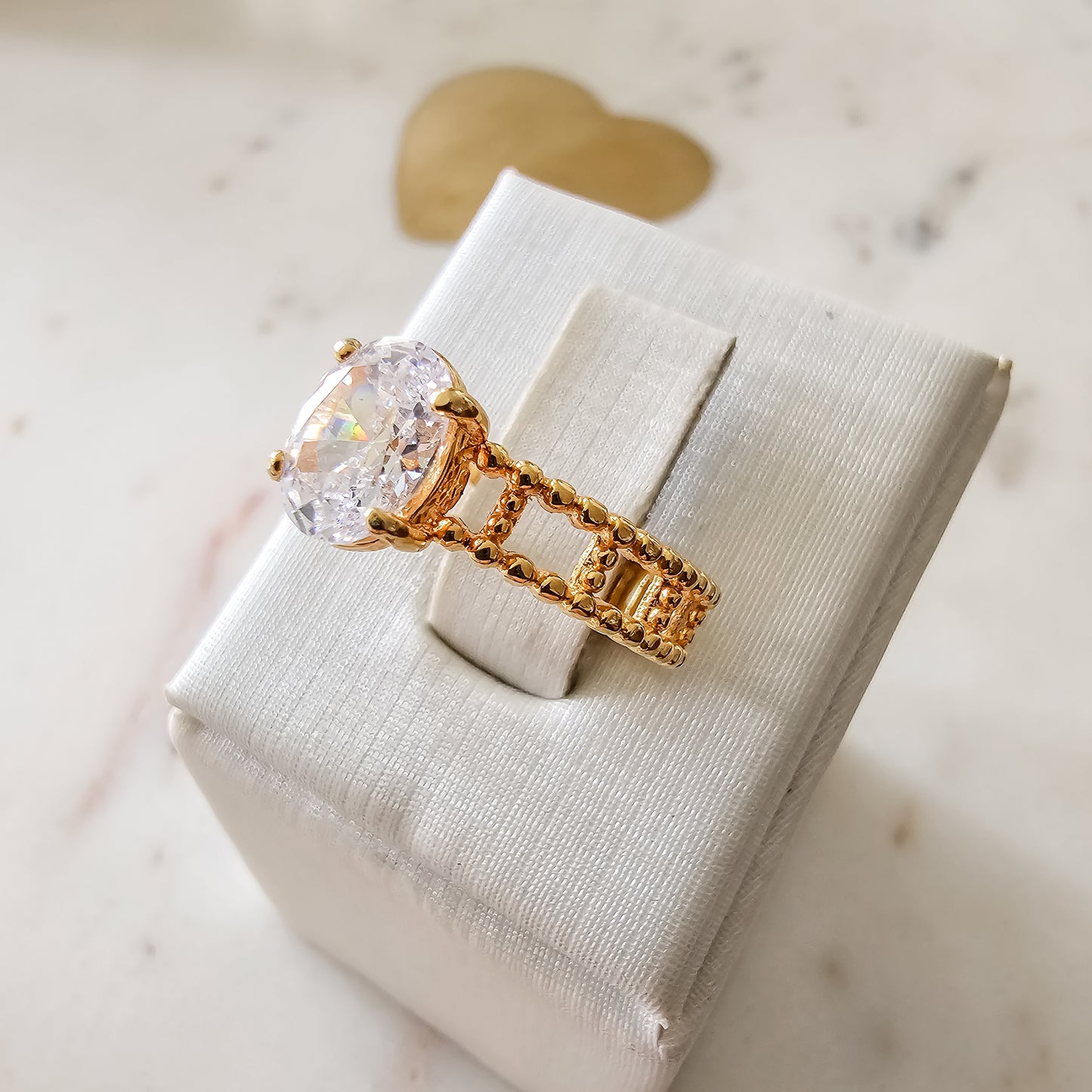 18K Gold Plated Solitaire Zirconia Ring