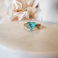 18K Gold Plated Green Tourmaline Heart Double Studded Zirconia Ring