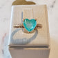 18K Gold Plated Green Tourmaline Heart Double Studded Zirconia Ring