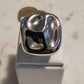 White Rhodium Plated Bold Organic Square Ring