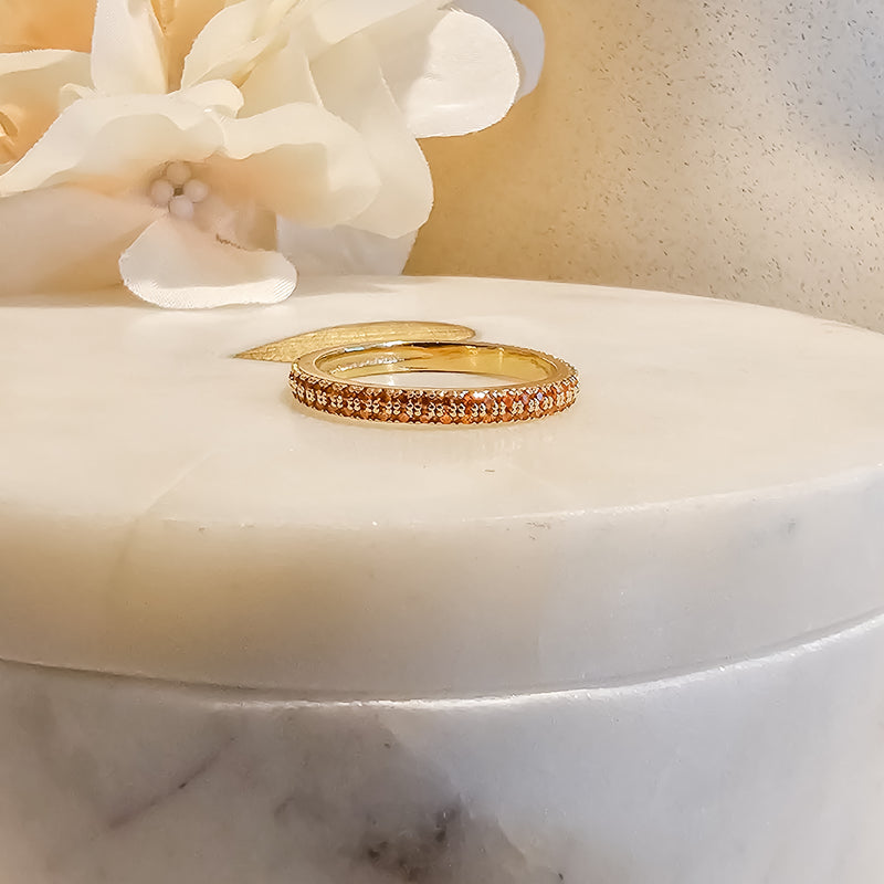 18K Gold Plated Infinity Studded Orange Zirconia Ring