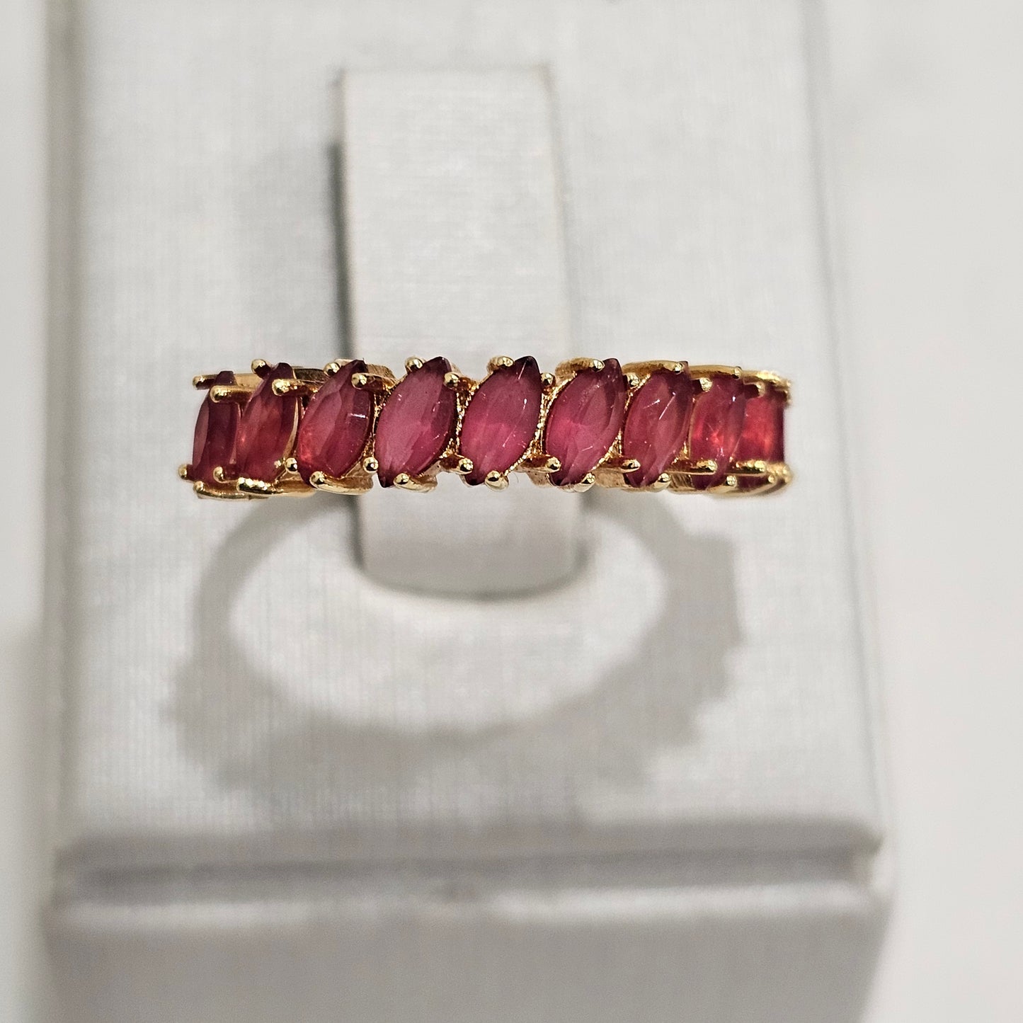 18K Gold Plated Rubellite Navettes Ring