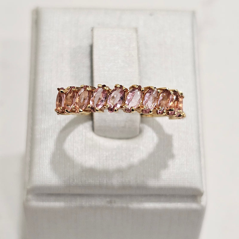 18K Gold Plated Pink Sapphire Navettes Ring