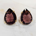 18K Gold Plated Teardrop Pink Stones 15x20mm Earrings