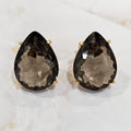 18K Gold Plated Teardrop Neutral Stones 15x20mm Earrings