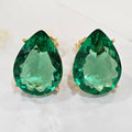 18K Gold Plated Teardrop Blue and Green Stones 15x20mm Earrings