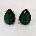 18K Gold Plated Teardrop Blue and Green Stones 15x20mm Earrings