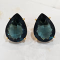 18K Gold Plated Teardrop Blue and Green Stones 15x20mm Earrings