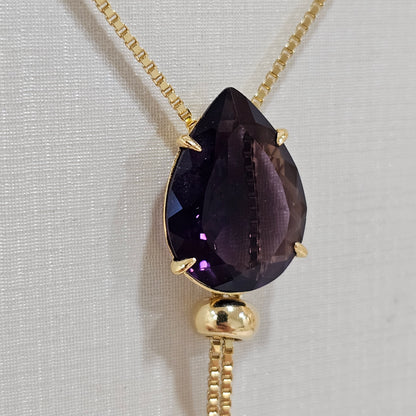 18K Gold Plated Colorful Teardrop Adjustable Necklace