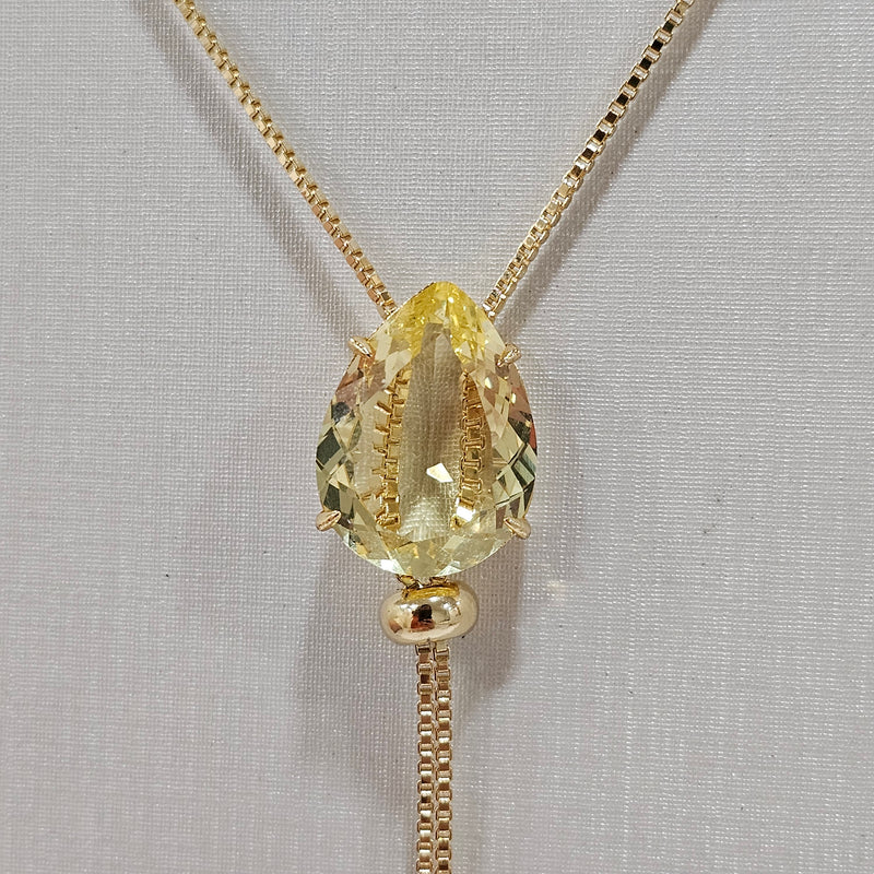 18K Gold Plated Colorful Teardrop Adjustable Necklace